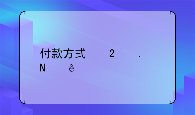 付款方式包括哪些
