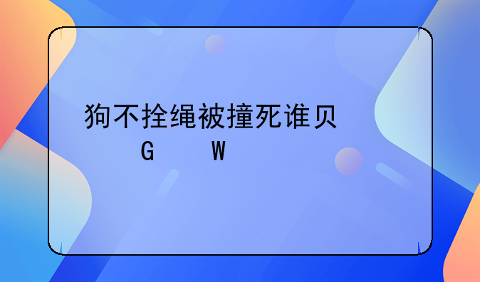 狗不拴绳被撞死谁负责民法典