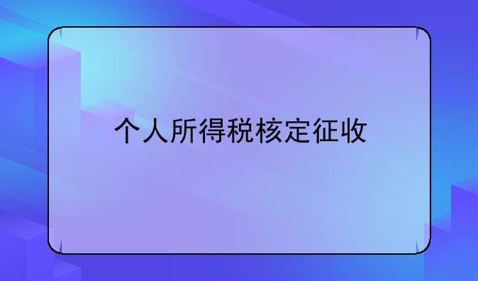 个人所得税核定征收