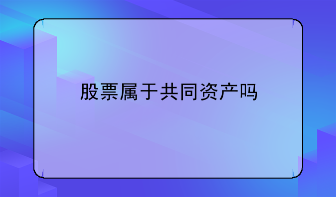 股票属于共同资产吗