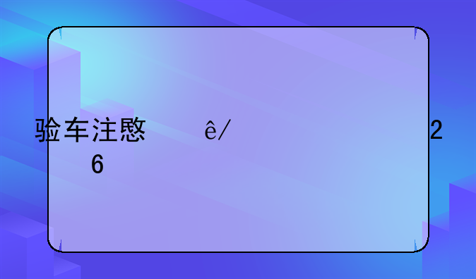 验车注意事项全指南