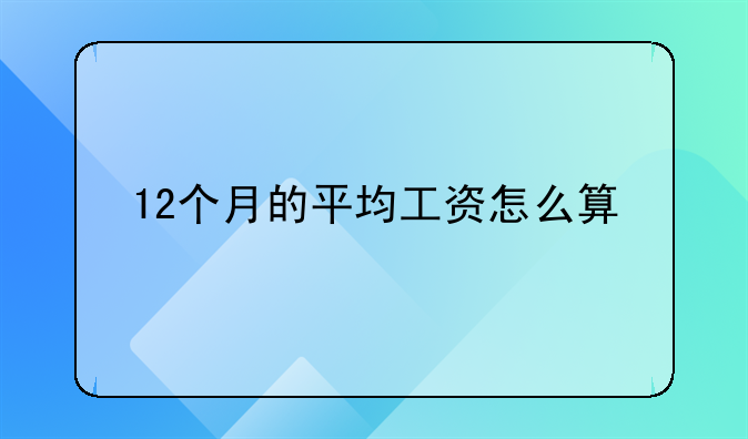 12个月的平均工资怎么算
