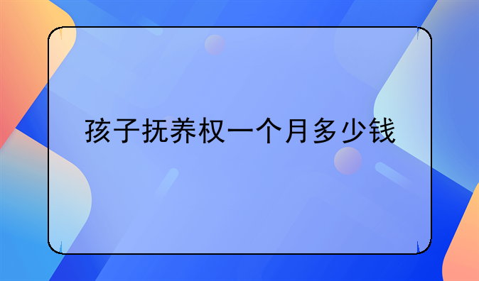 孩子抚养权一个月多少钱