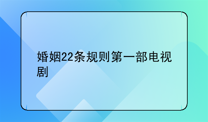 婚姻22条规则第一部电视剧