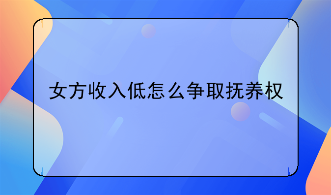 女方收入低怎么争取抚养权