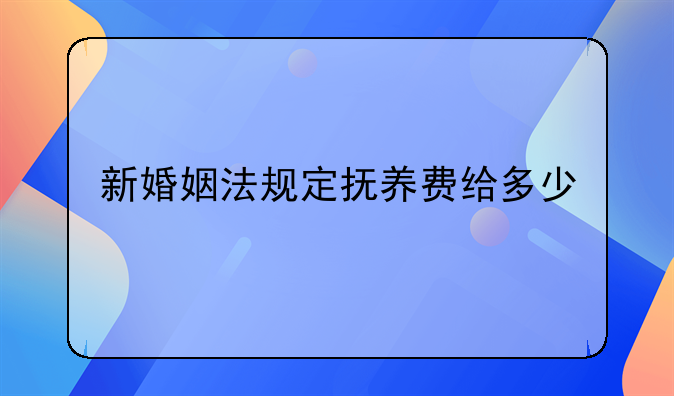 新婚姻法规定抚养费给多少