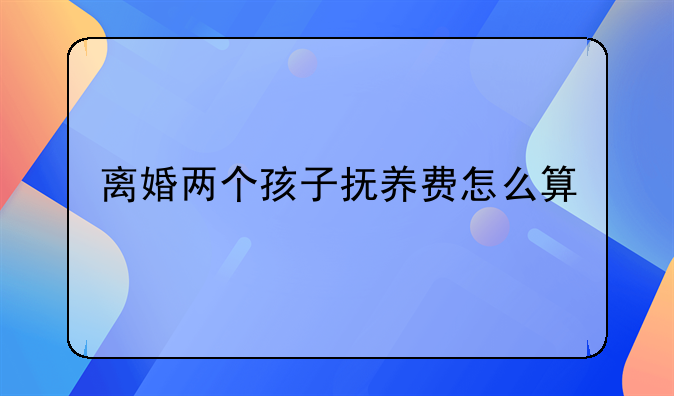 离婚两个孩子抚养费怎么算