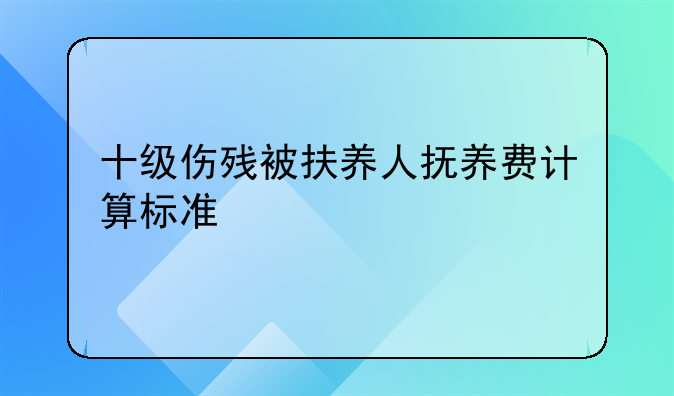 十级伤残被扶养人抚养费计算标准