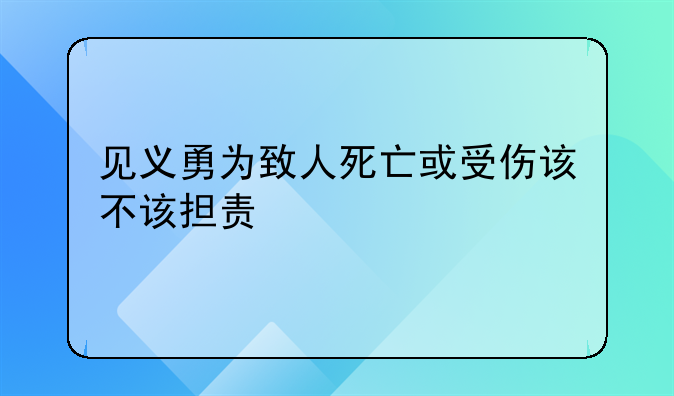 见义勇为致人死亡或受伤该不该担责