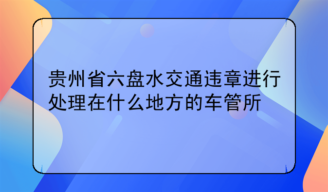 贵州省六盘水交通违章进行处理在什么地方的车管所