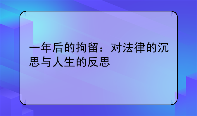 一年后的拘留：对法律的沉思与人生的反思